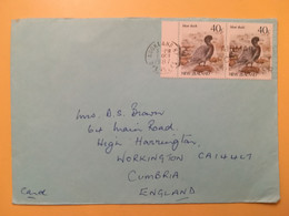 1987 BUSTA COVER  NUOVA ZELANDA NEW ZEALAND BOLLO UCCELLI BIRDS DUCK OBLITERE' AUCKLAND FOR ENGLAND - Lettres & Documents