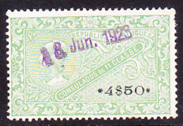 Fiscal/ Revenue, Portugal, 1923 - Consulados 1ª Classe -|- 4$50 Novo Sem Goma - Usati