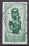 RIO MUNI-1963-ED. 35 -AYUDA A SEVILLA. ESTATUILLA INDÍGENA DE LA VIRGEN CON EL NIÑO- 50 Cts. VERDE-USADO - Rio Muni