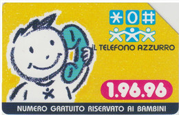 Scheda Telefonica TELECOM ITALIA "10 ANNI DI TELEFONO AZZURRO" - Catalogo Golden Lira Nr. 637, Usata - TELEFONO - Téléphones