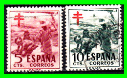 ESPAÑA ( EUROPA ) 2 SELLOS AÑO 1951 PRO TUBERCULOSIS VALOR OO,5 Y O.1O CENTIMOS - Oorlogstaks