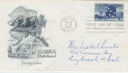 USA Alaska Alaska Statehood 1v FDC Ca Juneau JAN 3 1959 (ZA161B) - 1951-1960