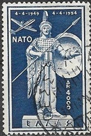 GREECE 1954 Air. Fifth Anniversary Of NATO - 4,000d. Pallas Athene FU - Gebruikt
