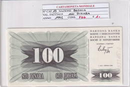 BOSNIA  100 DINARA 1992  P13 - Bosnie-Herzegovine