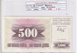 BOSNIA  500 DINARA 1992  P14 - Bosnie-Herzegovine