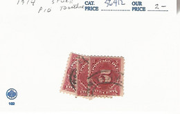 56412 ) USA Postage Due 1914 Stuck Together - Franqueo