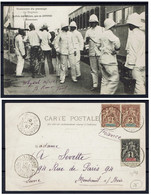 DAHOMEY - Affranchissement Mixte à 5c Sur CPA   Arrivée Des Officiers, Gare De COTONOU - DAHOMEY - - Covers & Documents