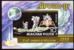 HUNGARY 1969 Apollo 11  Block MNH / **.  Michel Block 72 - Neufs