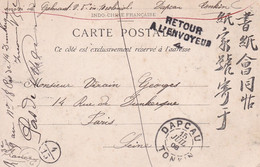 Vietnam Indochine Cpa Sontay Oblitérée De DAPCAU Tonkin 1908 Pour Paris France Avec Cachet RETOUR A L'ENVOYEUR - Cartas & Documentos