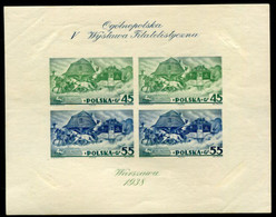 POLAND 1938 Warsaw Exhibition Imperforate Block MH / *.  Michel Block 5B - Unused Stamps