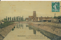 Hondschoote (59 Nord) Le Pont Et Le Moulin à Vapeur - édit. Corion Toilée Colorisée Circulée 1909 - Hondshoote