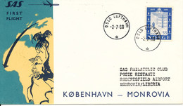 Norway First SAS Flight Copenhagen - Monrovia 2-7-1960 - Lettres & Documents