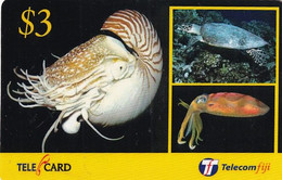 FIJI ISL. - Sea Turtle & Shell, Telecom Fiji Prepaid Card $3, Exp.date 31/10/03, Mint - Turtles