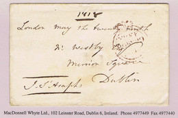 Ireland Free Mail Dublin 1818 Cover London To Dublin Franked Free By The Bishop Of St. Asaph - Prephilately