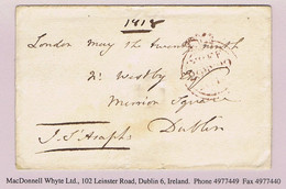 Ireland Free Mail Dublin 1818 Cover London To Dublin Franked Free By The Bishop Of St. Asaph - Vorphilatelie