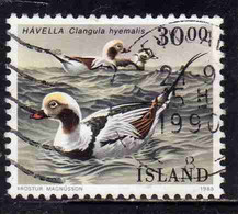 ISLANDA ICELAND ISLANDE ISLAND 1988 BIRD FAUNA BIRDS CLANGULA HYEMALIS 30.00k USED USATO OBLITERE' - Oblitérés