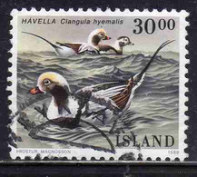 ISLANDA ICELAND ISLANDE ISLAND 1988 BIRD FAUNA BIRDS CLANGULA HYEMALIS 30.00k USED USATO OBLITERE' - Oblitérés