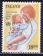 ISLANDA ICELAND ISLANDE ISLAND 1988 WHO OMS 40th ANNIVERSARY 19.00k USED USATO OBLITERE' - Oblitérés