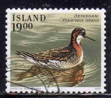 ISLANDA ICELAND ISLANDE ISLAND 1989 BIRD FAUNA BIRDS PHALAROPUS LOBATUS 19.00k USED USATO OBLITERE' - Oblitérés