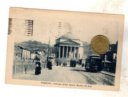 TORINO CHIESA GRAN MADRE DI DIO  CON TRAM ELETTRICO VIAGGIATA 1922 - Transport