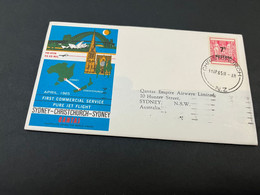 (1 K 27) Australia - Sydney To Christchurch NZ QANTAS (airways) First Flight FDC Cover - 1965 (with NZ Stamp) - First Flight Covers