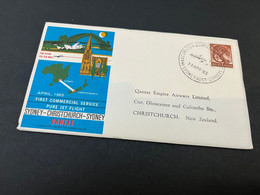 (1 K 27) Australia - Sydney To Christchurch NZ QANTAS (airways) First Flight FDC Cover - 1965 (with OZ Stamp) - Primi Voli