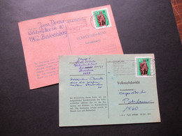 DDR 1885 Nr.2929 EF 2x PK Drucksache Gedruckte Karte Volkssolidarität Kreissekretariat Potsdam - Cartas & Documentos