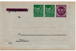 54625 - Deutsches Reich - 1923 - 100M & 2@40M PGAKtenBf A Feldpost-Kartenbrief-Vordruck, Ungebraucht - Briefe U. Dokumente