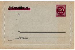 54626 - Deutsches Reich - 1923 - 100M Ziffer PGAKtenBf A Feldpost-Kartenbrief-Vordruck, Ungebraucht - Storia Postale