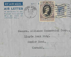 HONG KONG CHINA 1953  AIRMAIL  AEROGRAM / AEROGRAMME  TO PAKISTAN . - Otros