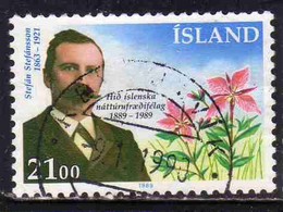 ISLANDA ICELAND ISLANDE ISLAND 1989 NATURAL HISTORY SOCIETY STEFAN STEFANSSON 21.00k USED USATO OBLITERE' - Oblitérés