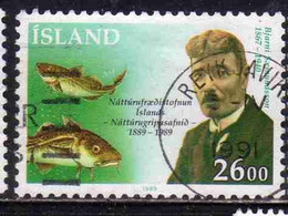 ISLANDA ICELAND ISLANDE ISLAND 1989 NATURAL HISTORY SOCIETY BJARNI SAEMUNDSSON 26.00k USED USATO OBLITERE' - Oblitérés