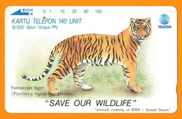 Indonesia Old Phonecard Tiger Rp.10500 - Dschungel