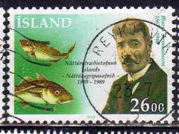 ISLANDA ICELAND ISLANDE ISLAND 1989 NATURAL HISTORY SOCIETY BJARNI SAEMUNDSSON 26.00k USED USATO OBLITERE' - Oblitérés