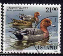 ISLANDA ICELAND ISLANDE ISLAND 1990 BIRD FAUNA BIRDS ANAS PENELOPE 21.00k USED USATO OBLITERE' - Gebraucht