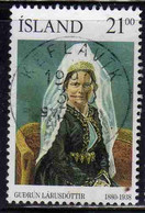 ISLANDA ICELAND ISLANDE ISLAND 1990 FAMOUS WOMEN GUDRUN LARUSDOTTIR 21.00k USED USATO OBLITERE' - Gebraucht