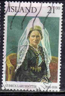 ISLANDA ICELAND ISLANDE ISLAND 1990 FAMOUS WOMEN GUDRUN LARUSDOTTIR 21.00k USED USATO OBLITERE' - Used Stamps