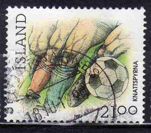 ISLANDA ICELAND ISLANDE ISLAND 1990 SPORTS SOCCER SPORT 21.00k USED USATO OBLITERE' - Gebraucht