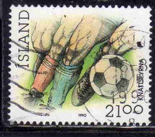 ISLANDA ICELAND ISLANDE ISLAND 1990 SPORTS SOCCER SPORT 21.00k USED USATO OBLITERE' - Used Stamps