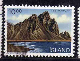 ISLANDA ICELAND ISLANDE ISLAND 1990 LANDSCAPE VESTRAHORN 10.00k USED USATO OBLITERE' - Used Stamps