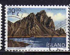 ISLANDA ICELAND ISLANDE ISLAND 1990 LANDSCAPE VESTRAHORN 10.00k USED USATO OBLITERE' - Used Stamps