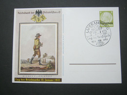 1941 , Luxemburg - Tag Der Briefmarke , Sonderstempel Auf Sonderkarte - 1940-1944 German Occupation