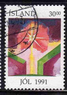 ISLANDA ICELAND ISLANDE ISLAND 1991 CHRISTMAS NATALE NOEL WEIHNACHTEN NAVIDAD JOL 30.00k USED USATO OBLITERE' - Used Stamps