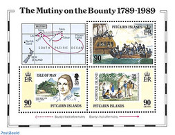 Pitcairn Islands 1989 The Mutiny On The Bounty S/s, Mint NH, Transport - Various - Stamps On Stamps - Ships And Boats .. - Sellos Sobre Sellos