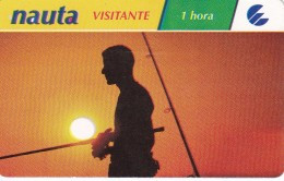 TARJETA DE CUBA DE NAUTA DE 1 HORA VISITANTE (PAPEL) PUESTA DE SOL-SUNSET-PESCADOR - Kuba