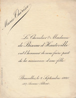 ADEL / NOBLESSE = LE CHEVALIER MAD. De BISEAU D'HAUTEVILLE  - UN FILLE MARIE THERESE  BRUX. 1920 - Naissance & Baptême