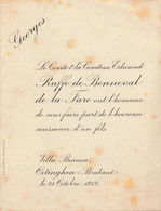 ADEL / NOBLESSE = LE COMTE & COMTESSE ED.RUFFO De BONNEVAL  - UN FILS  GEORGES - OETINHEM 1912 - Birth & Baptism