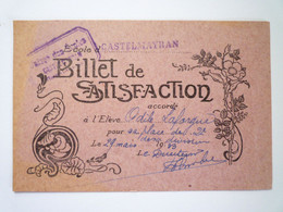 2022 - 3834  ECOLE De CASTELMAYRAN  (82)  :  BILLET De SATISFACTION  1933    XXX - Non Classés