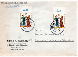 54665 - Berlin - 1970 - 2@10Pfg Minnesaenger A DrucksBf BERLIN -> Gundelsheim, Li Etw Verfaerbt - Cartas & Documentos