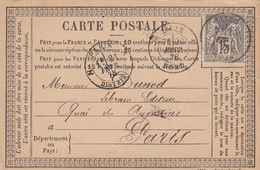 CARTE PRECURSEUR. 1878. LILLE. SAGE 15c N° 77. PARIS RAYON DE DISTRIBUTION 8 (DISTRIBUTION) - 1877-1920: Semi-Moderne